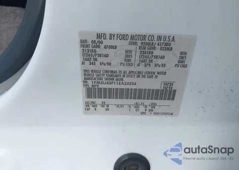 2001 Ford Excursion Limited из США, поврежденный, VIN 1FMSU43F11EA24554